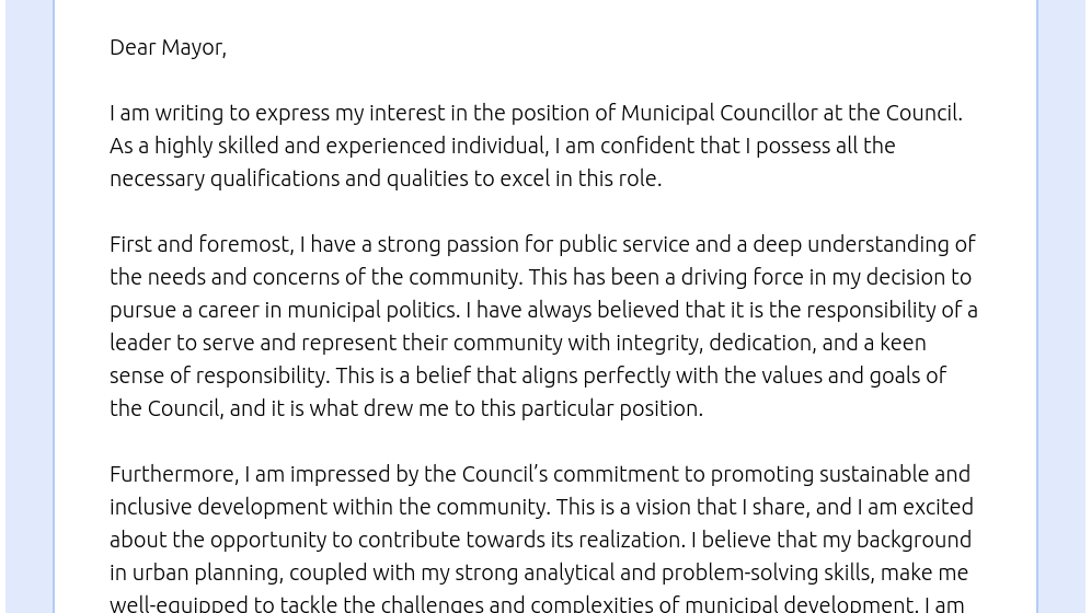 modèle de lettre de motivation pour conseiller municipal, idéale pour postuler et mettre en valeur votre engagement local et vos compétences en gouvernance.